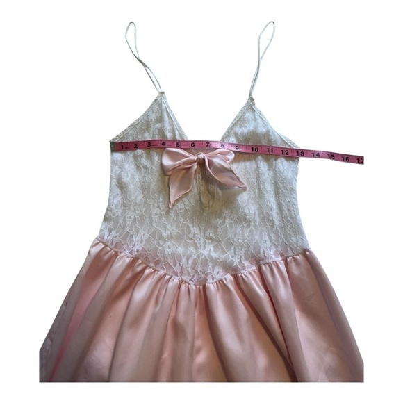 Vintage Light Pink Spaghetti Strap Satin Nightgown with Lace - Size Medium - Picture 9 of 13
